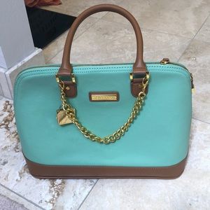 Mint green satchel hand bag great organization